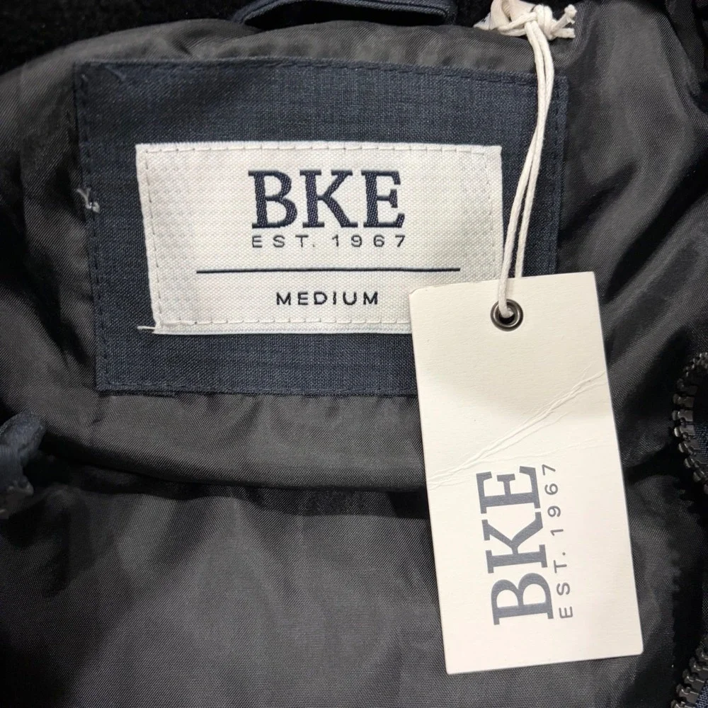BKE Mens Puffer Vest Charcoal Gray Full Zip Quilted Sleeveless Jacket Medium ws